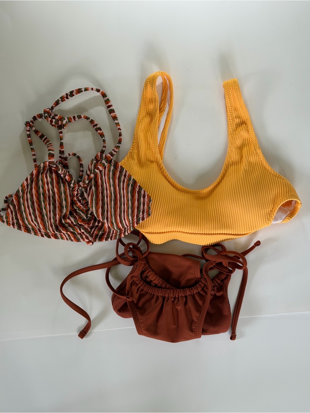 Xhilaration 3 Piece Bikini Set 2 Tops Tie Side Bottoms Size M
